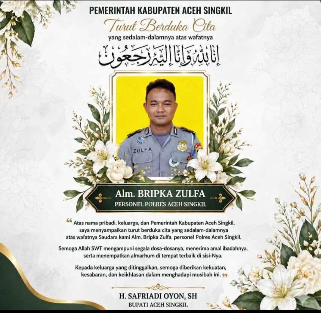 Anggota Polri Meninggal dunia Saat Mengabdi pada Upacara HUT-27 Aceh Singkil
