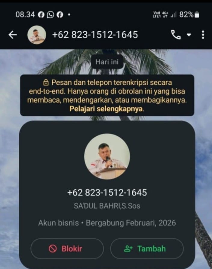 Waspada! Ada  Oknum Tidak Bertanggungjawab Gunakan Foto Profil Ketua PWI Aceh Barat, Diduga Modus Nipu