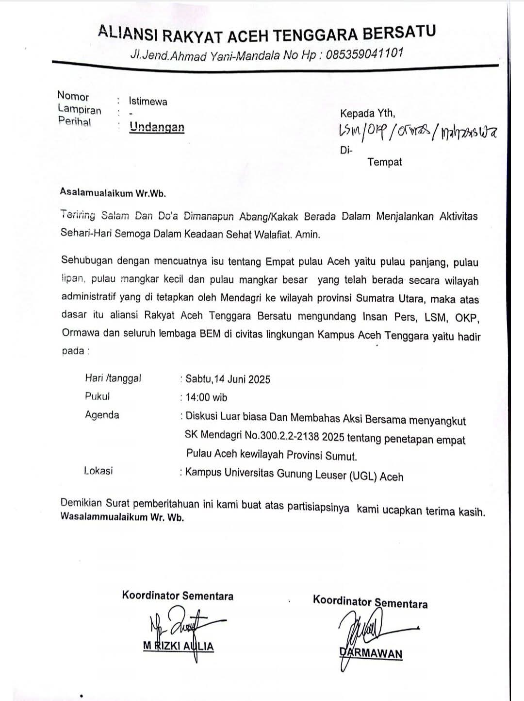 Memanas Isu 4 Pulau Aceh Singkil di Caplok Sumut, Aliansi Rakyat Aceh Tenggara Minta Copot Tito