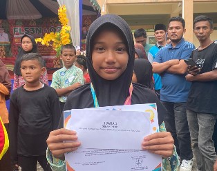 Ukir Prestasi, Kezia Dwi Oktalira dari SDN 3 Bakongan Raih Juara 1 Senam Lantai O2SN Kabupaten
