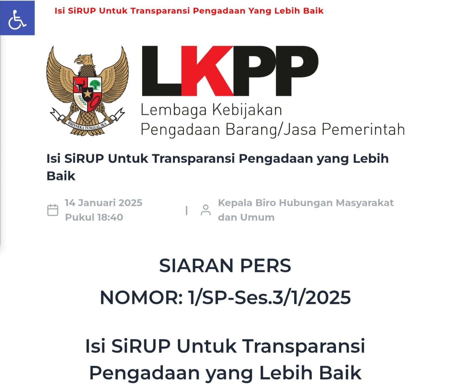Seluruh PA dan KPA Kabupaten/Kota Didesak Umumkan SiRUP Demi Transparansi Publik