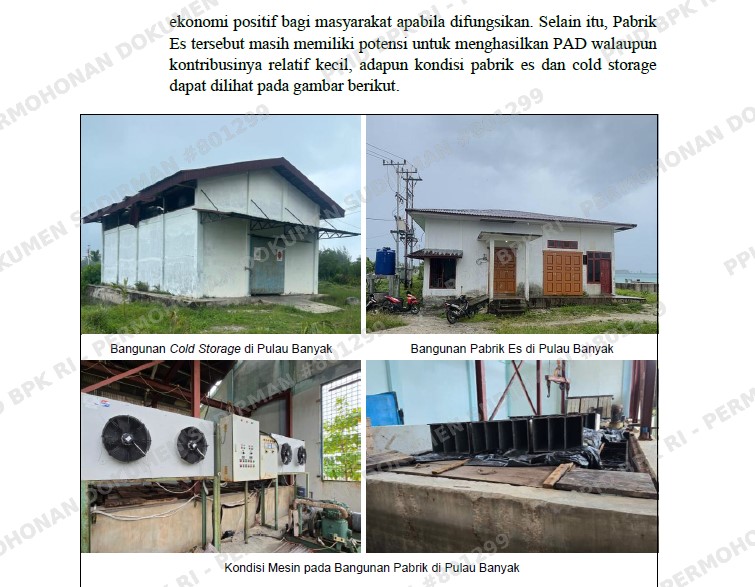 BPK-RI: Usai Dibangun, Nasib Pabrik Es dan Cold Storage Dinas Perikanan Aceh Singkil di Pulau Baguk tidak Berfungsi