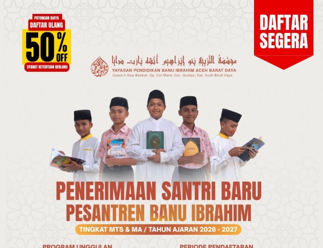 Pesantren Modern Banu Ibrahim Abdya Buka Penerimaan Santri Baru tahun 2026-2027