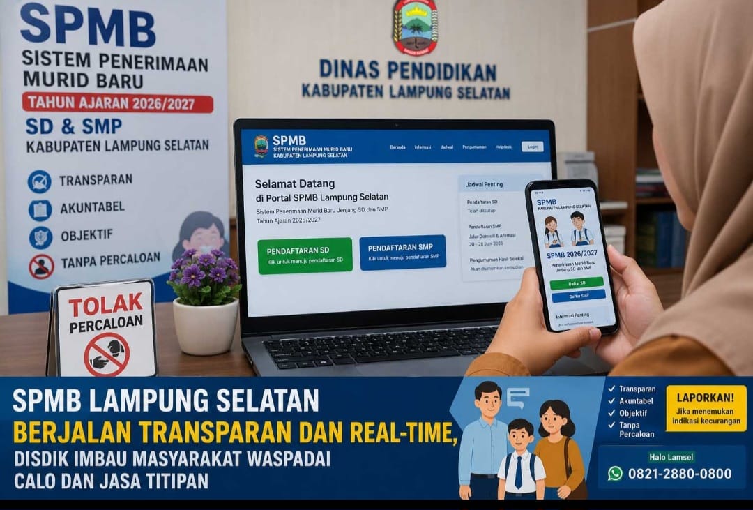 Disdik Lampung Selatan Imbau Masyarakat Waspadai Calo dan Titipan Penerima Siswa SD-SMP, Sistem Real Time