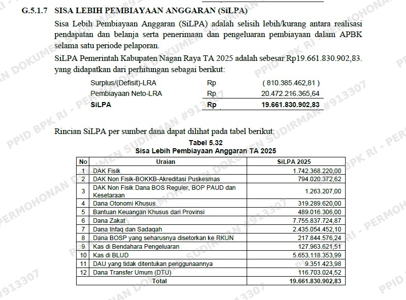 BPK-RI: Kabupaten Nagan Raya alami SiLPA Rp.19.6 miliar Tahun Anggaran 2025