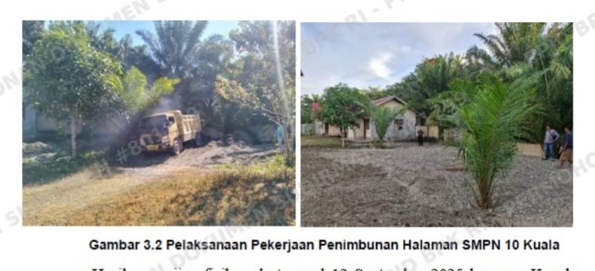 BPK-RI Nilai, Penimbunan Belakang SMPN 10 Kuala Nagan Raya Rp.185 juta, Tidak Berhubungan Belajar Mengajar