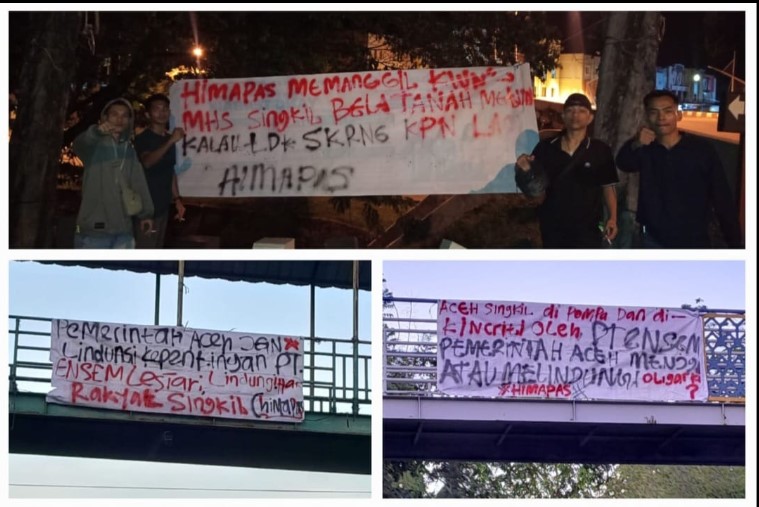 Spanduk Kritik terhadap PT Ensem Lestari "Menyalak" dan Viral Dipasang di Banda Aceh