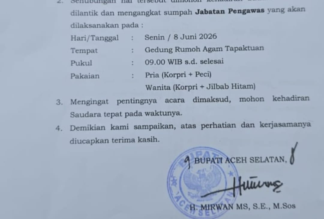 BREAKING NEWS | Besok Bupati Mirwan MS akan lantik sejumlah Pejabat