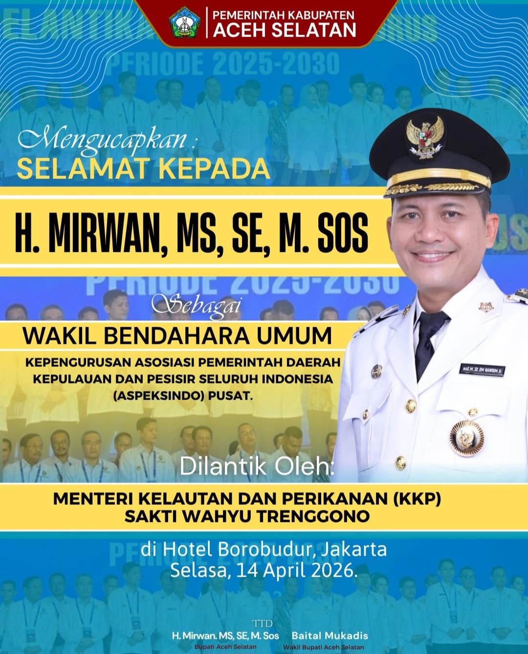 Iklan Ucapan Selamat Atas Bendahara Aspekindo