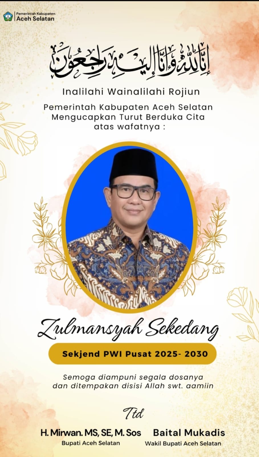 Ucapan Belangsukawa Sekjen PWI Pusat